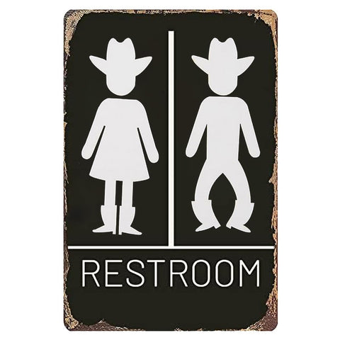 Stmoau cartel baño vintage de metal, ideal para decorar con estilo Western