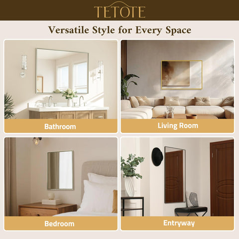 Espejo TETOTE acabado anodizado resiste humedad.