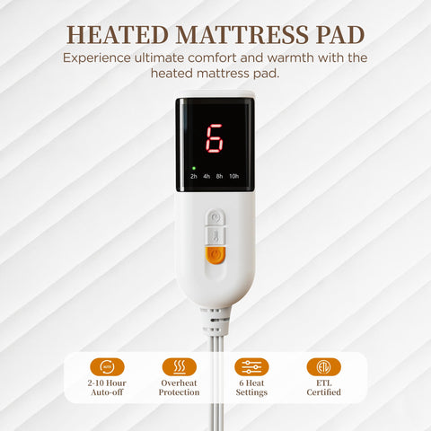 Texciting manta eléctrica ofrece calentamiento rápido con 6 niveles de temperatura para mayor confort nocturno.
