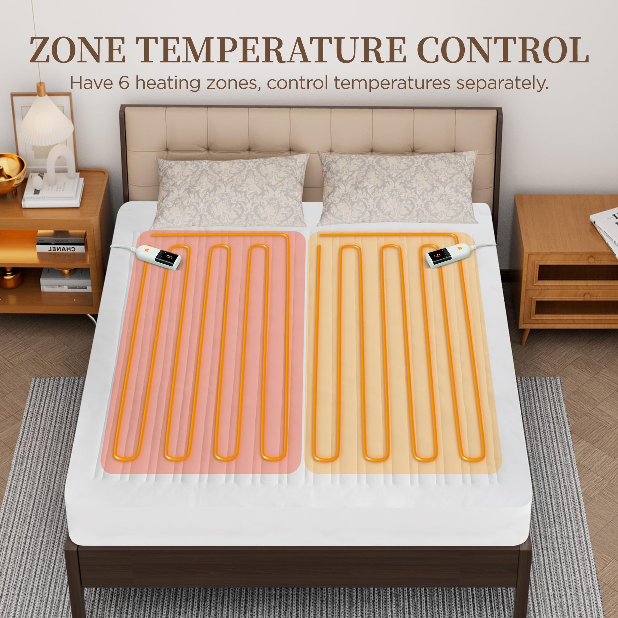 Texciting control dual facilita ajustar la temperatura durante la noche.