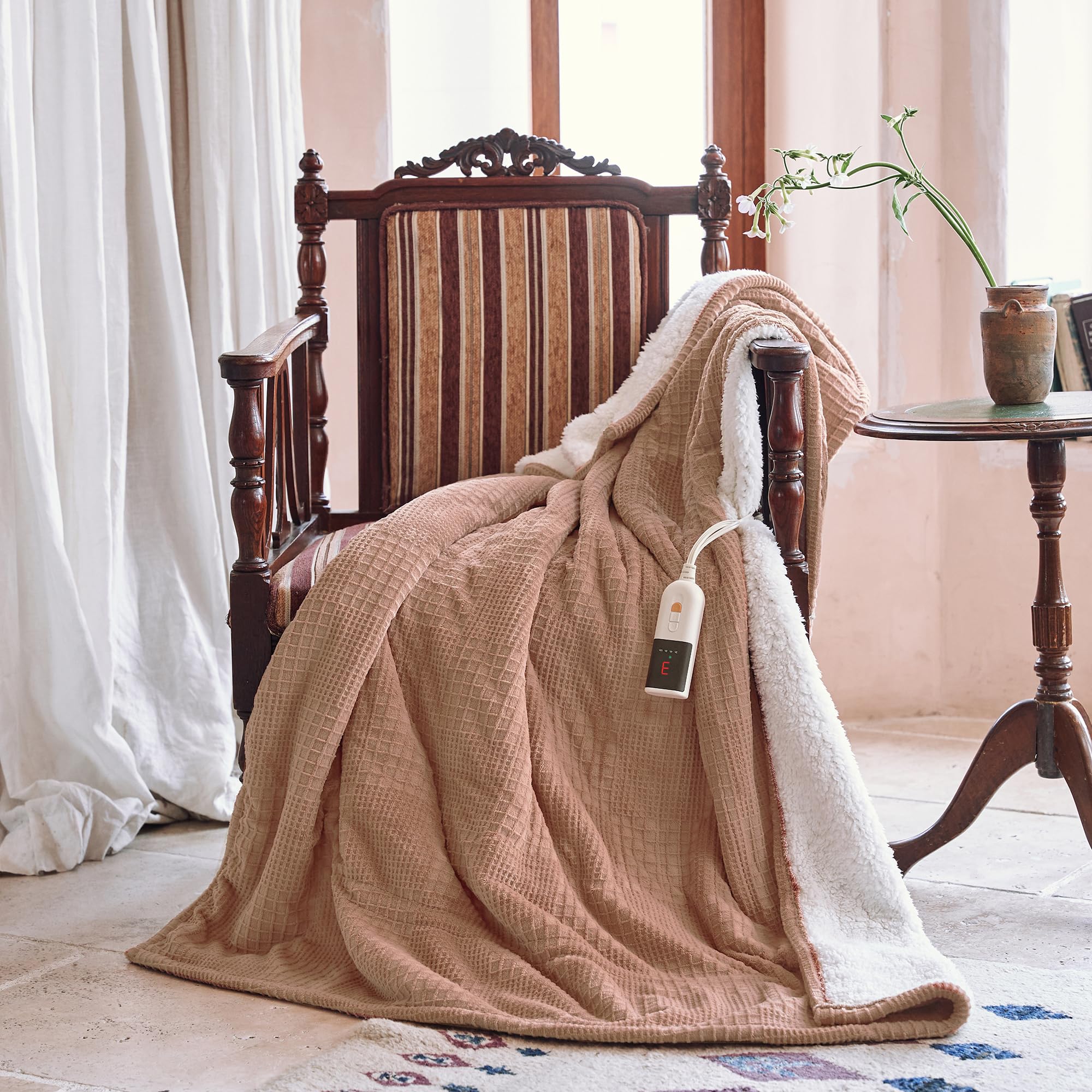 Texciting Manta eléctrica con apagado automático para dormir sin preocupaciones.