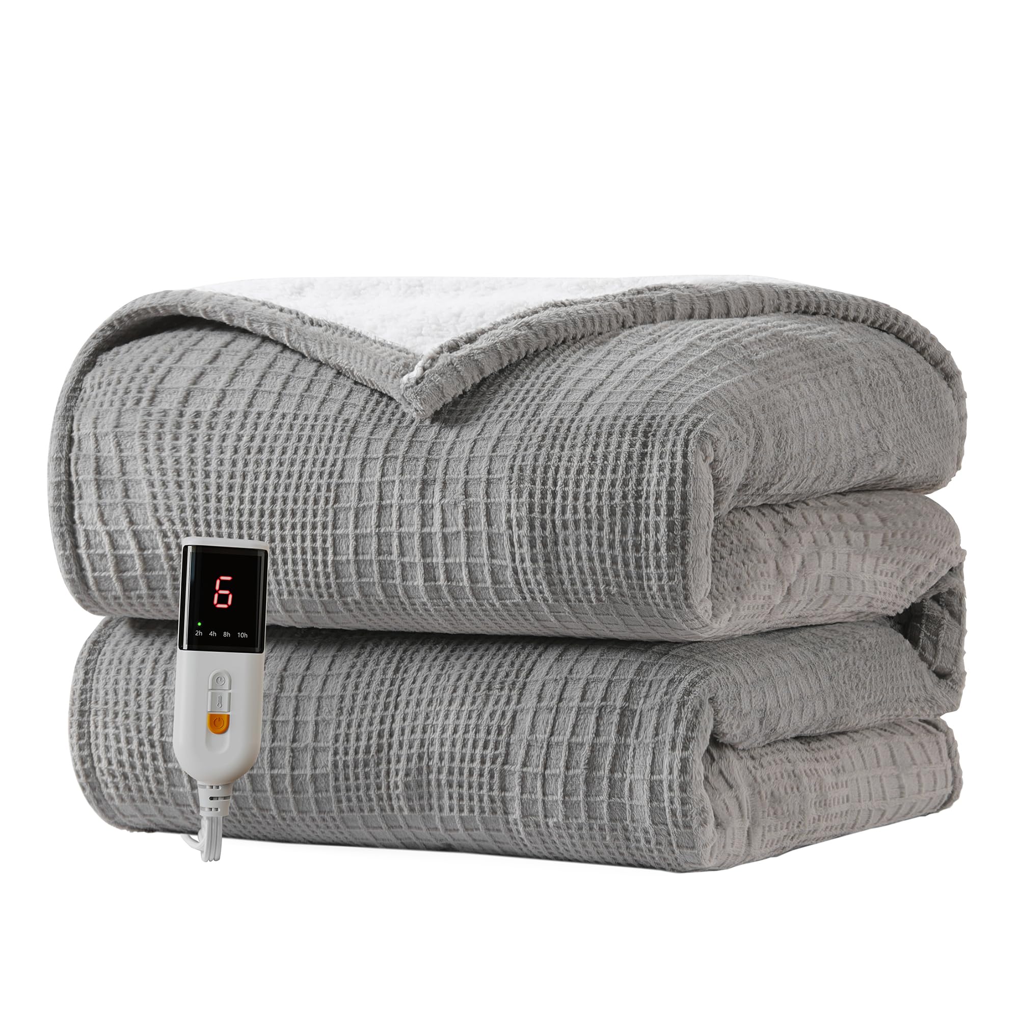 Texciting manta eléctrica 50x60 vista frontal, calor envolvente para noches frías.