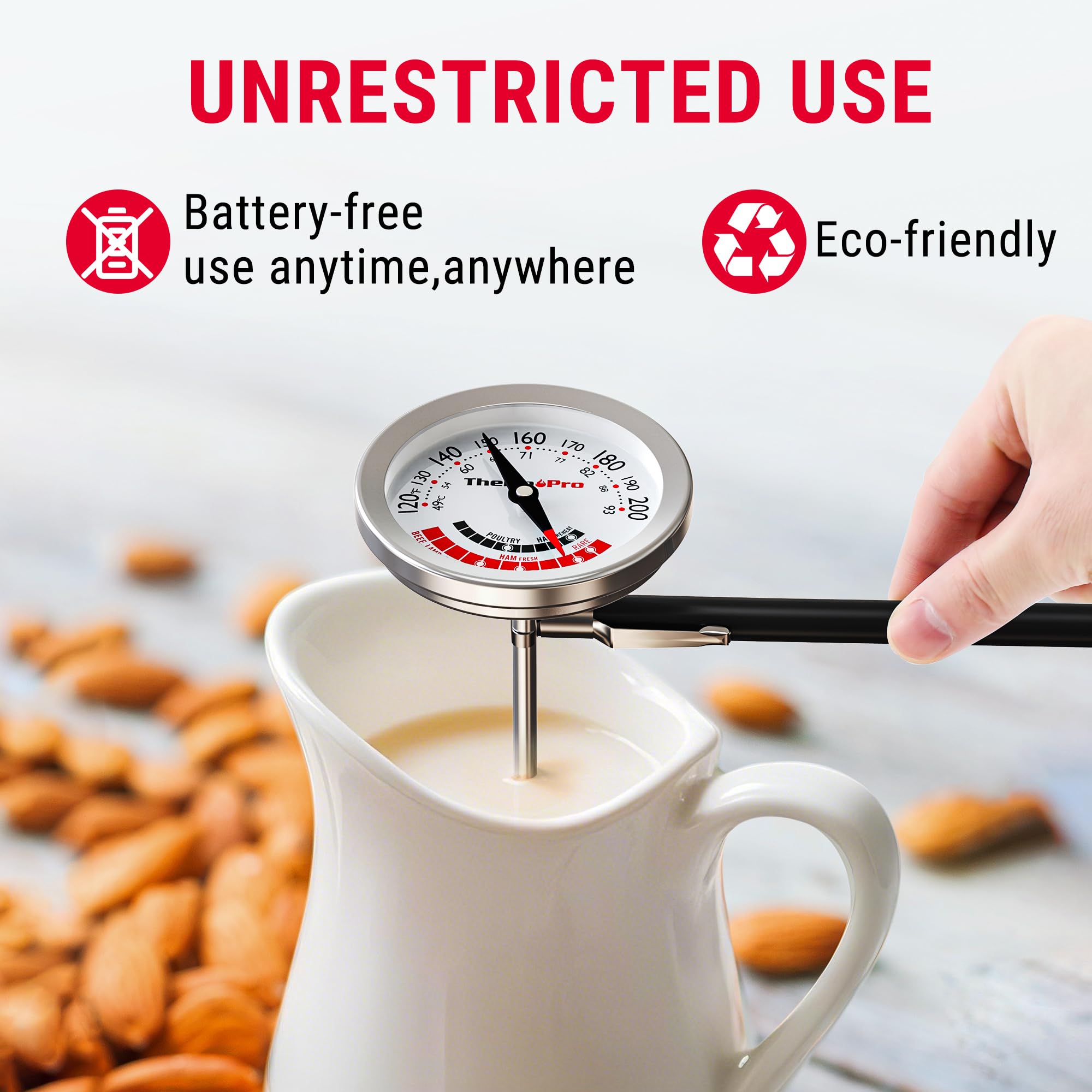 ThermoPro APT200: funcionamiento sin baterías para uso inmediato.