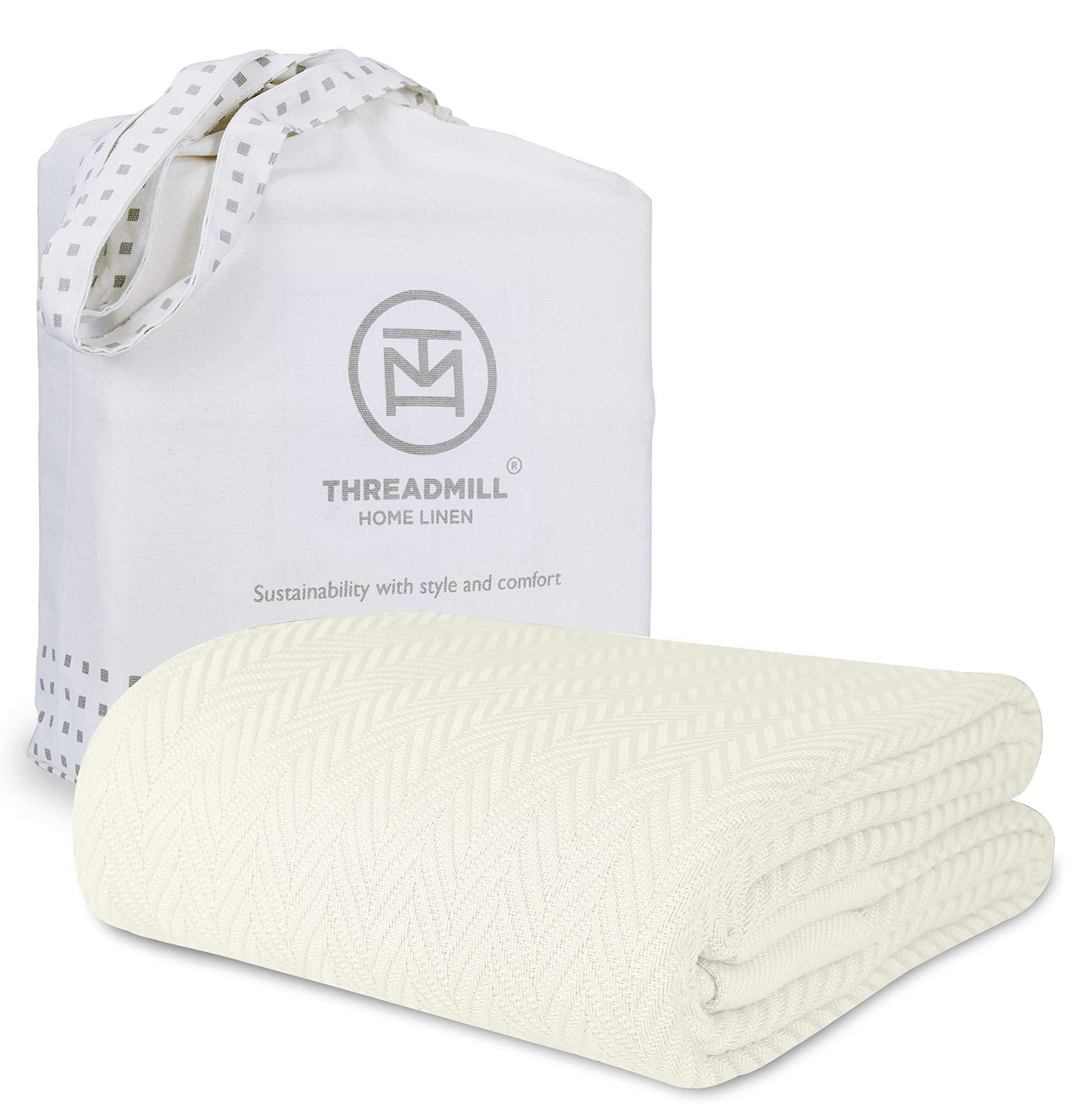 Cobija Threadmill para cama tamaño rey en tono tusk blanco, suave y acogedora para dormir