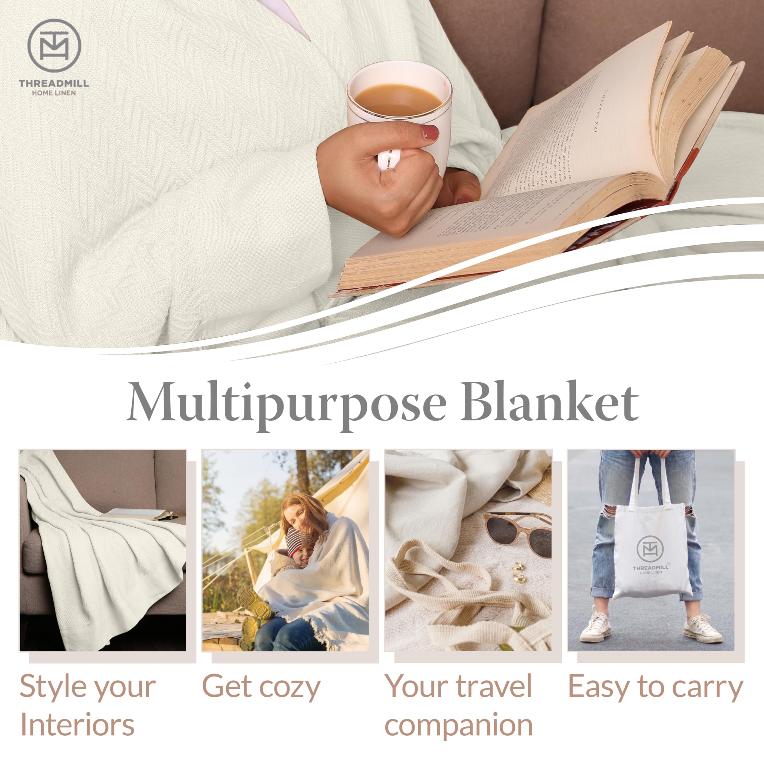 Textura espiga de la cobija Threadmill con detalle elegante