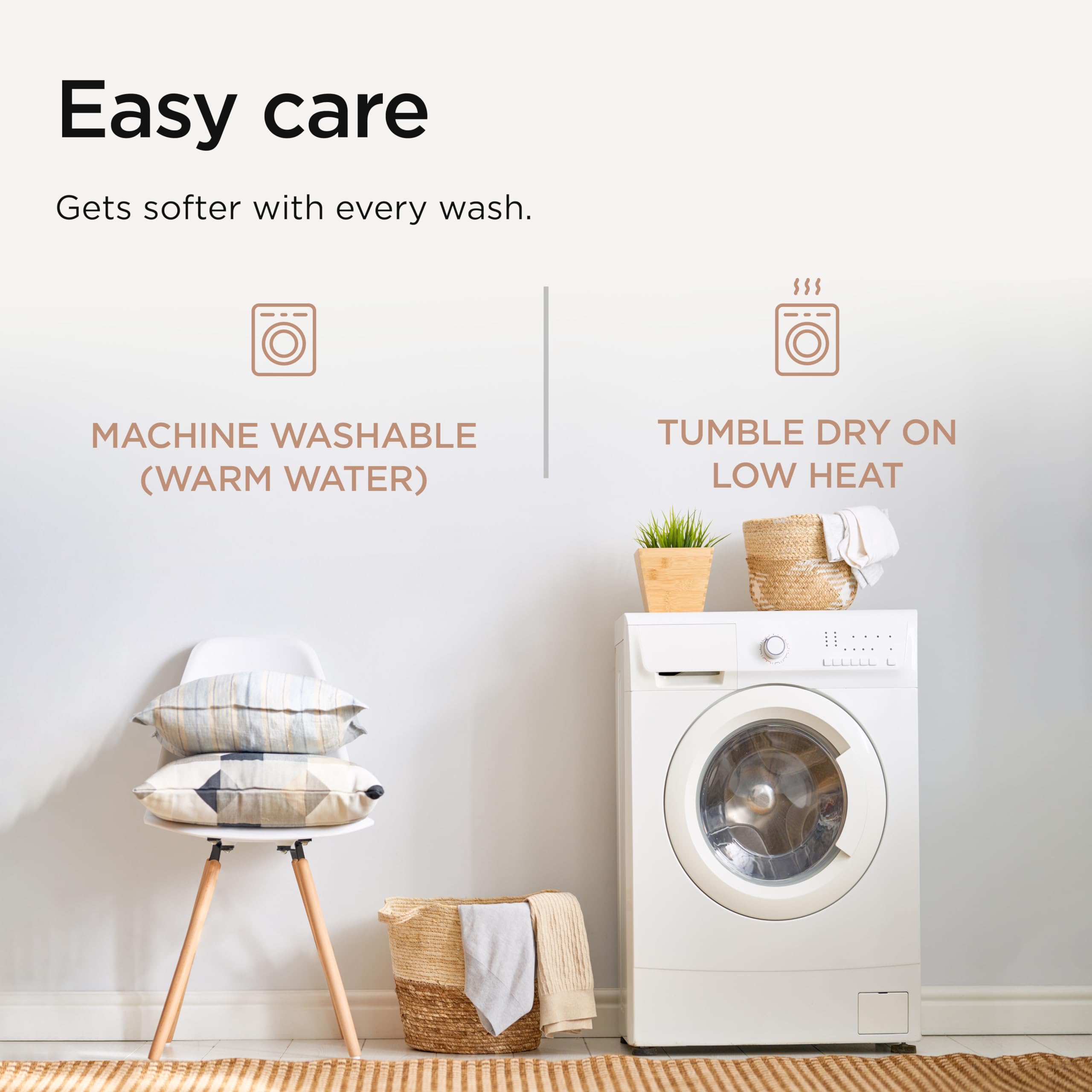 Threadmill cuidado fácil, lavado a temperatura ambiente para mantener suavidad.