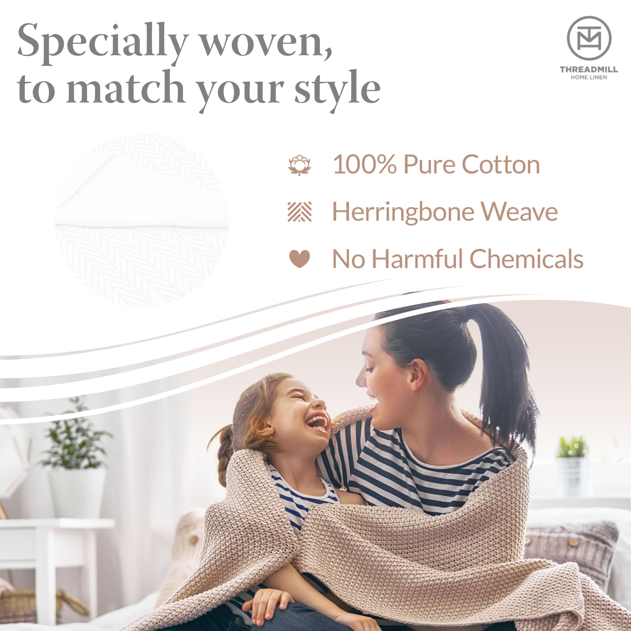 Threadmill manta tamaño 90x92, perfecta para cama reina y cobertura amplia.