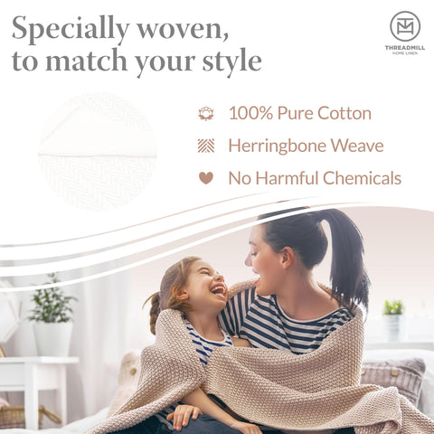 Threadmill manta tamaño 90x92, perfecta para cama reina y cobertura amplia.