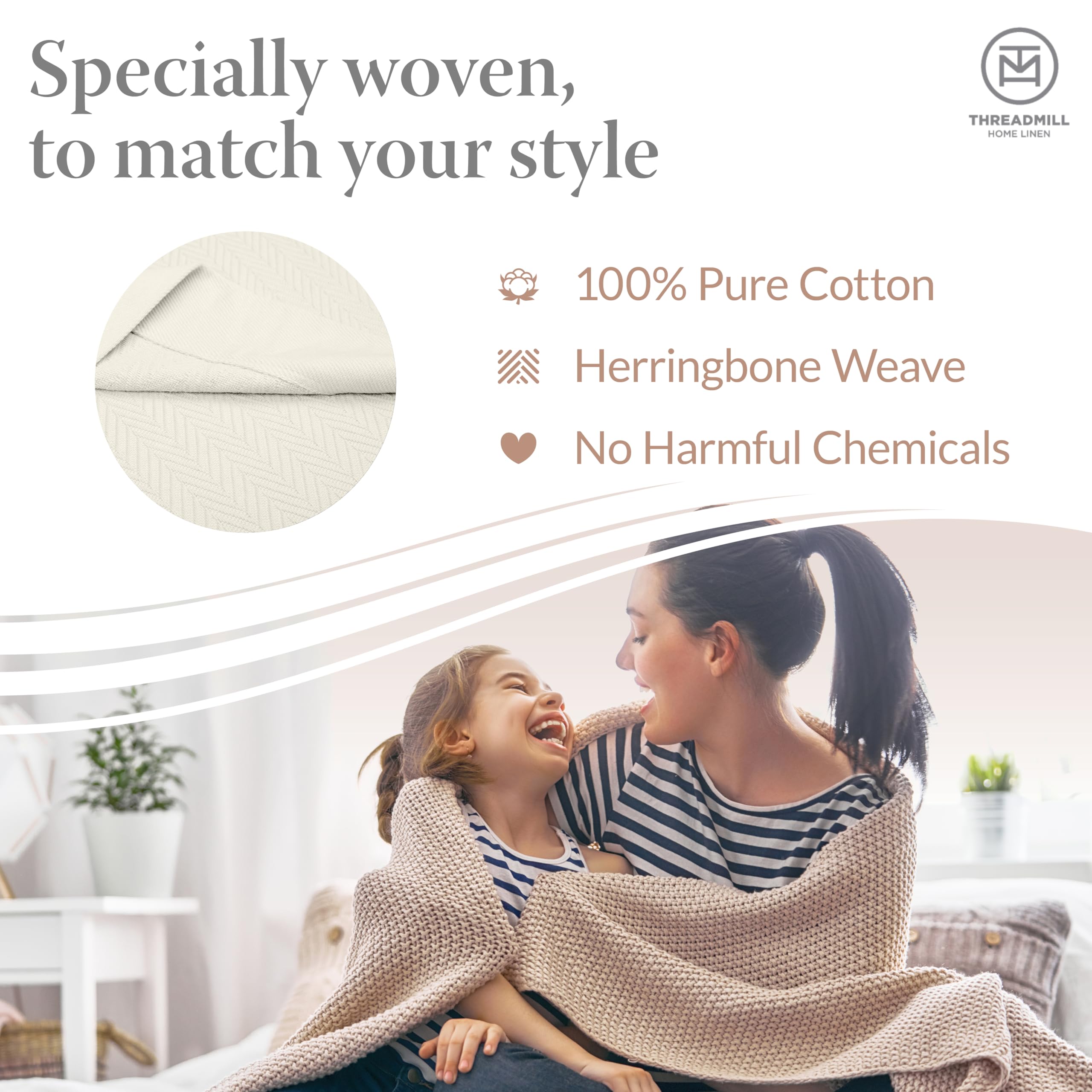 threadmill manta diseño espiga, decorativa y elegante