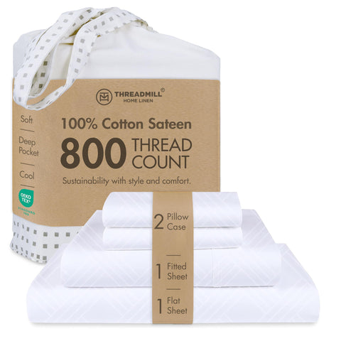 Threadmill sábanas lujo algodón 800tc Celine Damask, tacto sedoso para noches confortables.