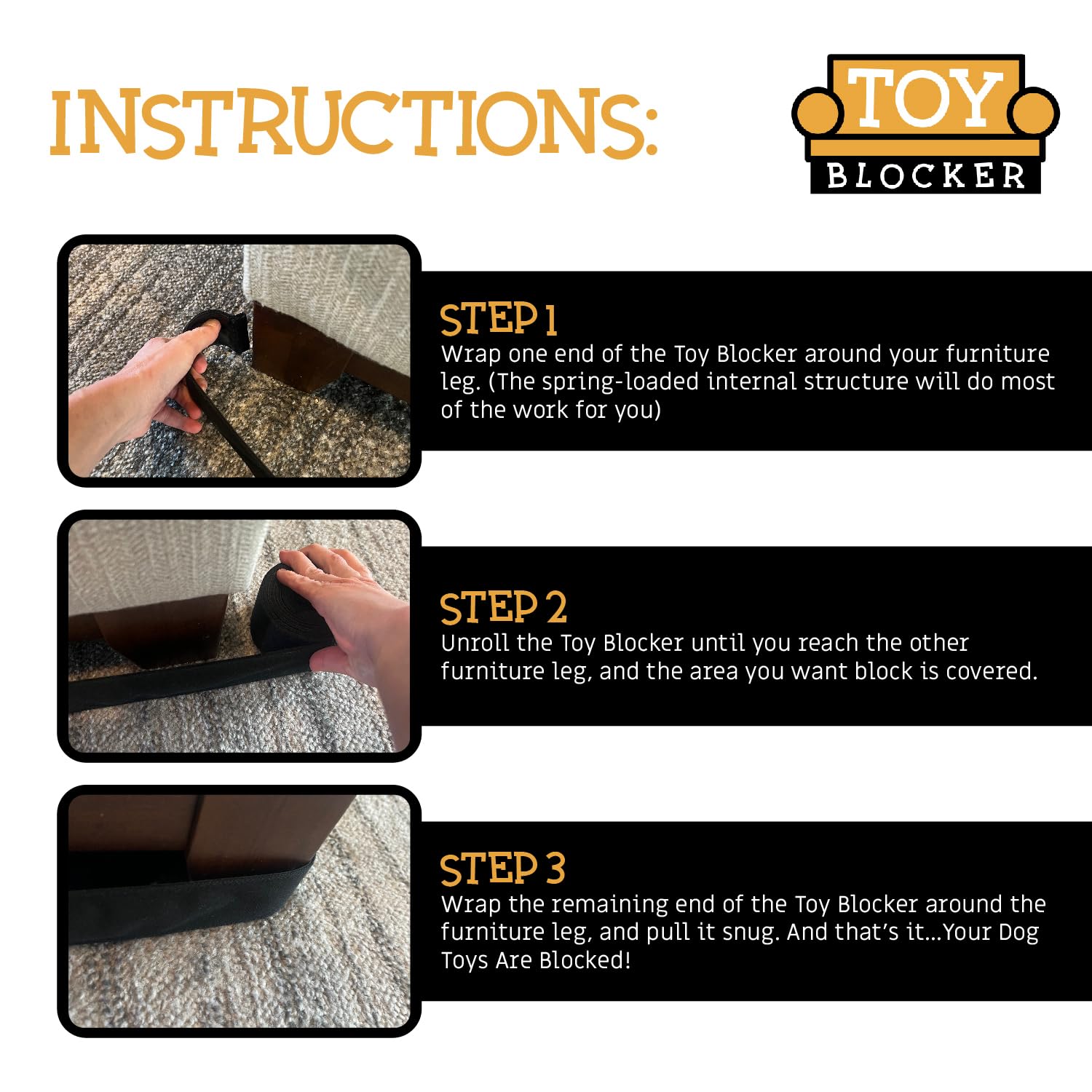 TOY BLOCKER diseño resistente con estructura de acero y forro negro duradero