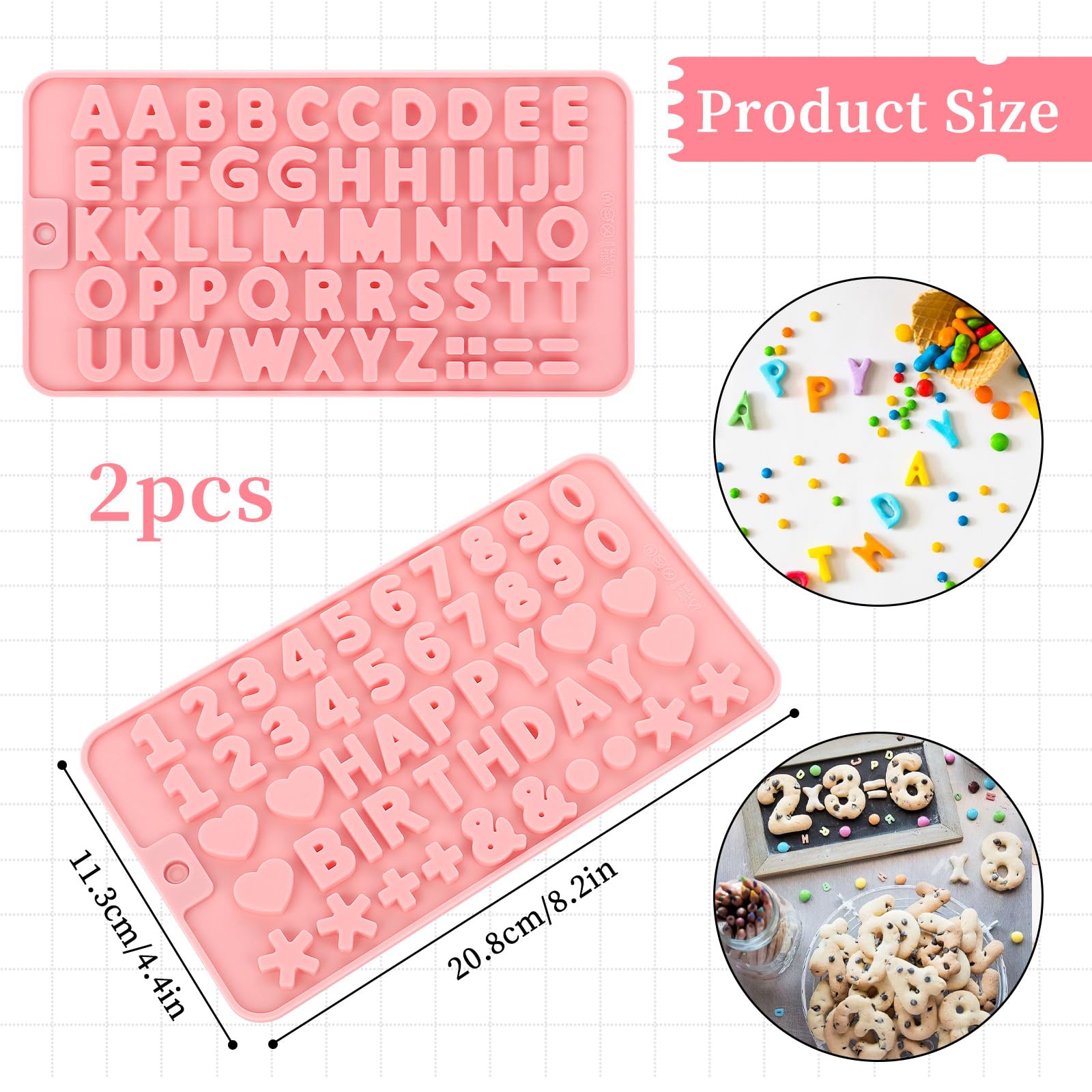 Moldes Trinkrittey de números en silicona rosa para crear etiquetas comestibles