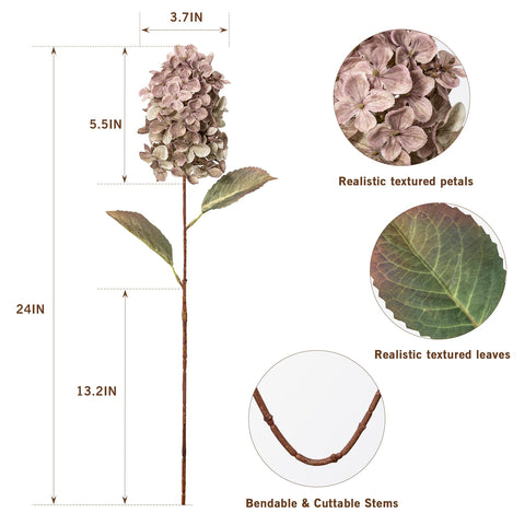 Tallo y hojas flexibles de hortensias Ttranewsoo para arreglos creativos