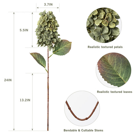 Ttranewsoo Hydrangea: cabeza de flor 3.7 pulgadas para decorar