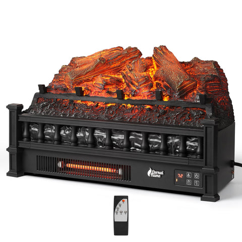 TURBRO Eternal Flame muestra leños eléctricos 23 pulgadas con llama realista para ambiente cálido.