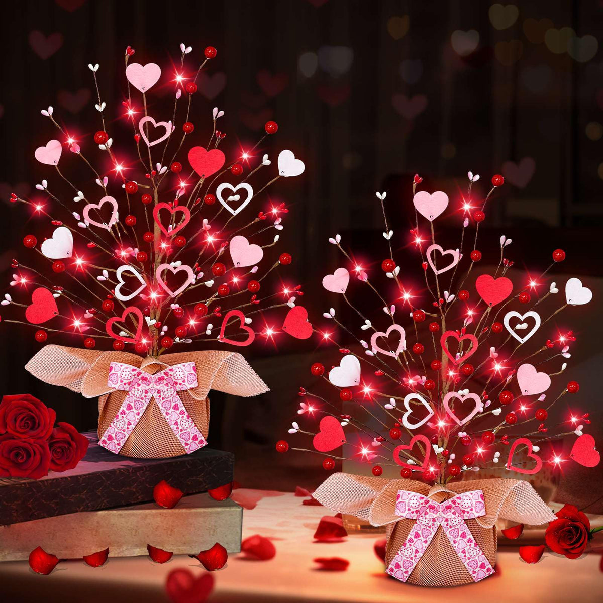 Turnmeon árbol de San Valentín para mesa de 16 pulgadas con decoración romántica.
