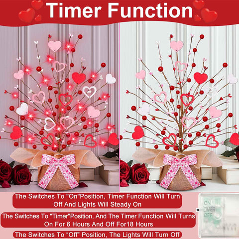 Turnmeon árbol de San Valentín con ramas flexibles para ajustar la decoración.