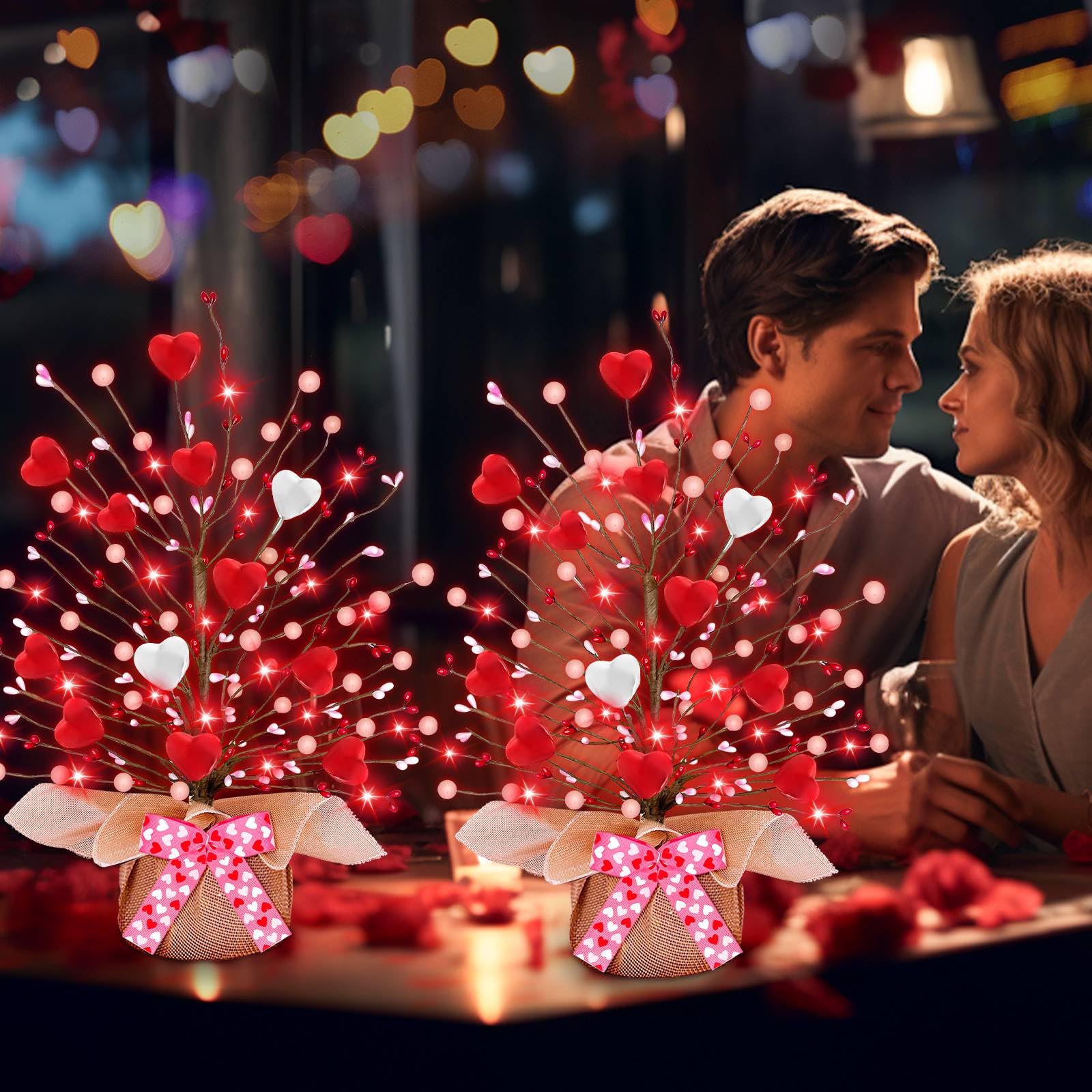 Turnmeon corazones 3D rojos y blancos, decoración encantadora para mesa.