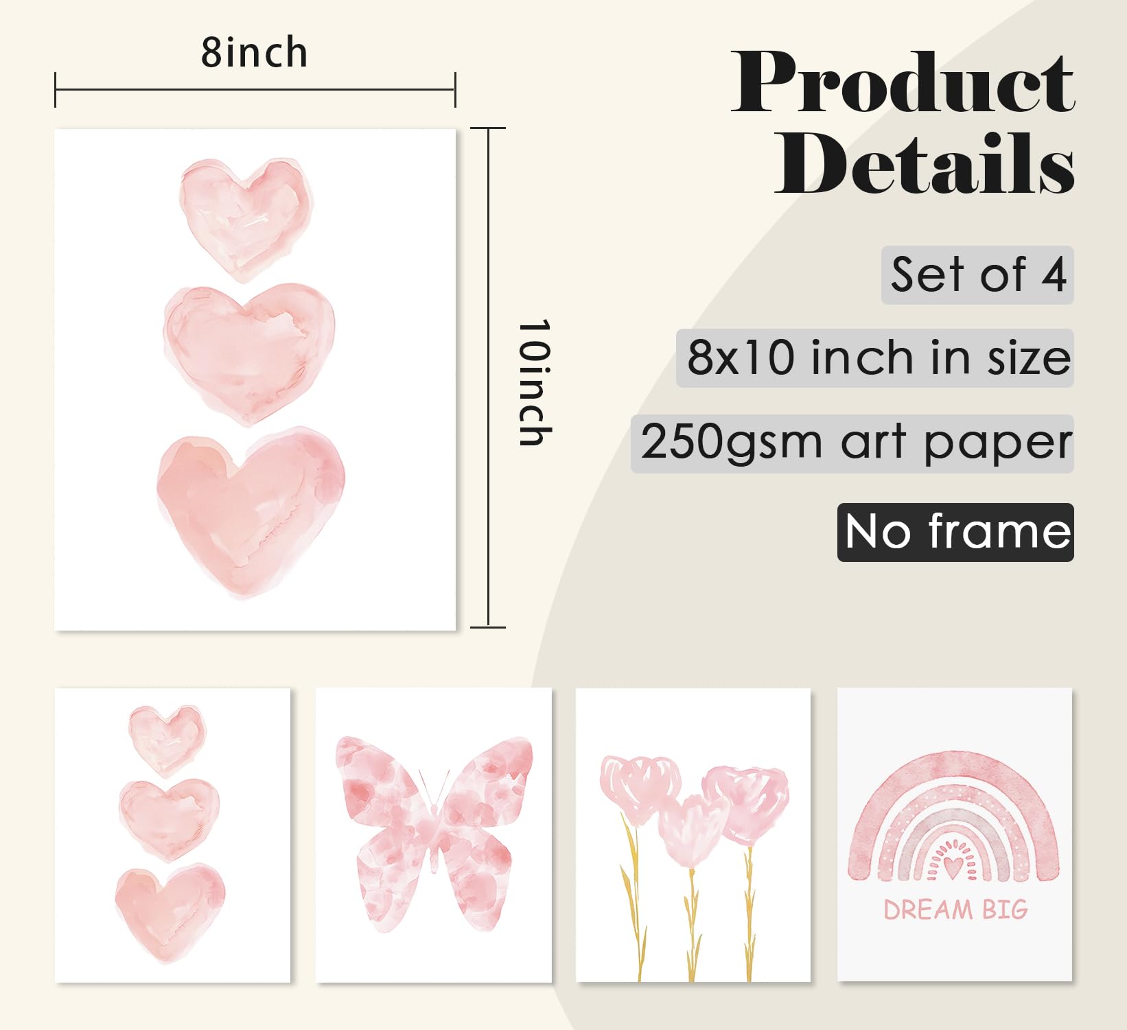 ULEGIE póster estilo arcoíris y flores rosa para habitación infantil