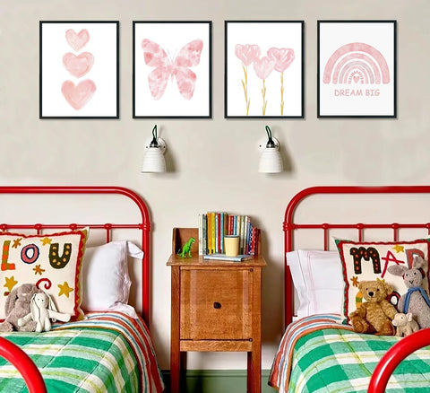 ULEGIE póster mariposas rosas y florales, decoración moderna para paredes