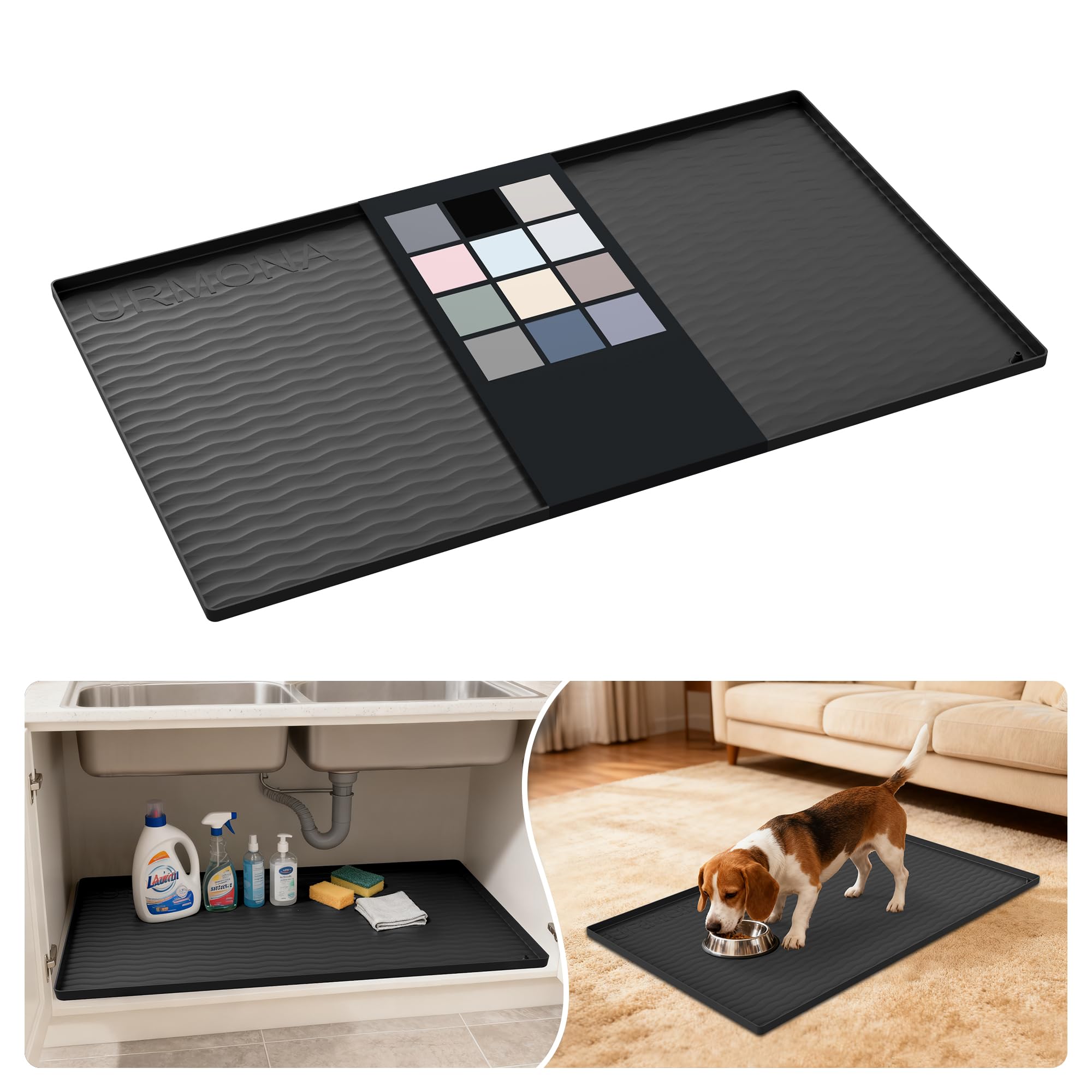 URMONA alfombrilla de silicona bajo fregadero protege gabinetes contra derrames y aceite