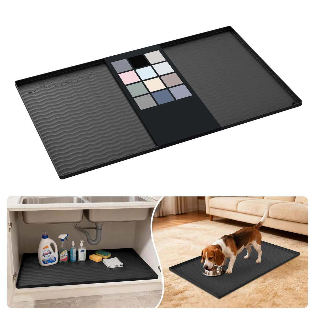 URMONA alfombrilla de silicona bajo fregadero protege gabinetes contra derrames y aceite