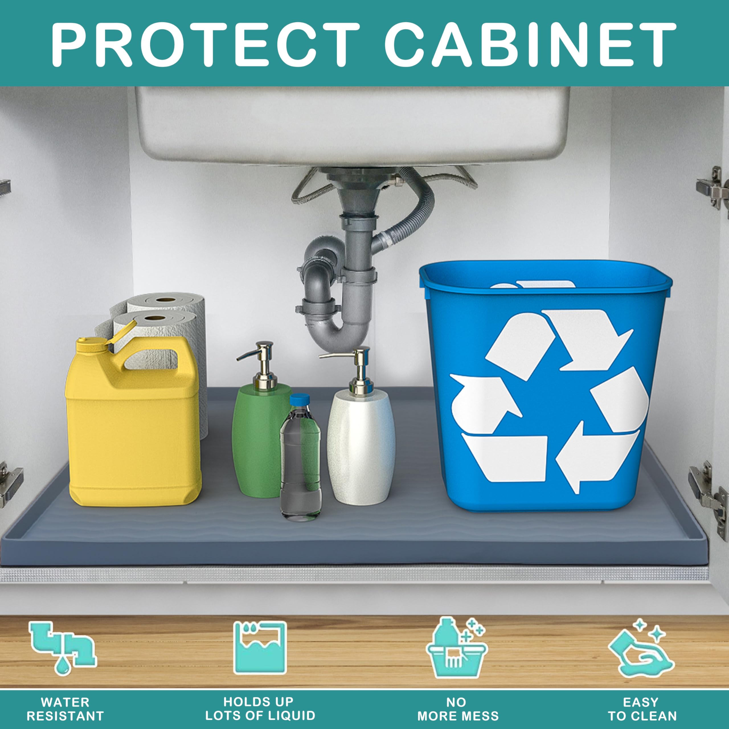 URMONA alfombrilla silicona para cajones y estantes, ideal como organizador de cocina.