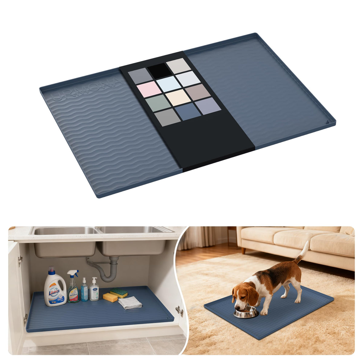 URMONA alfombrilla de silicona para bajo fregadero, impermeable y fácil de limpiar.