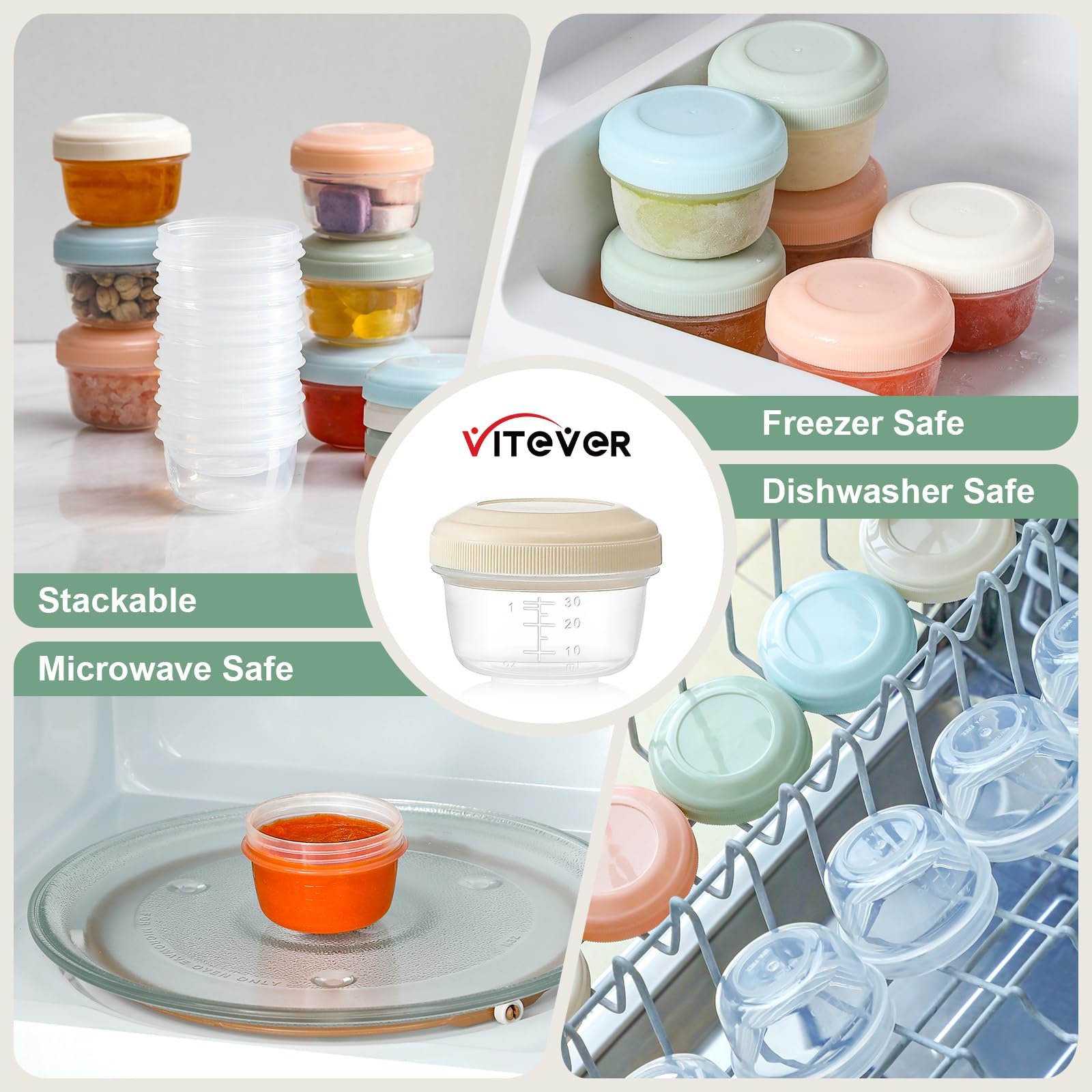 VITEVER tapas de colores para organizar porciones y facilitar identificación.