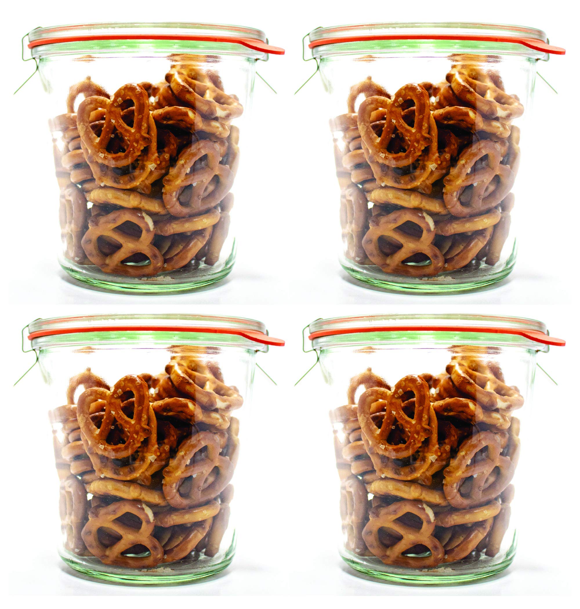 Weck frascos para almacenar sobras y porciones, organización sencilla.