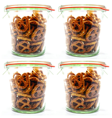 Weck frascos para almacenar sobras y porciones, organización sencilla.