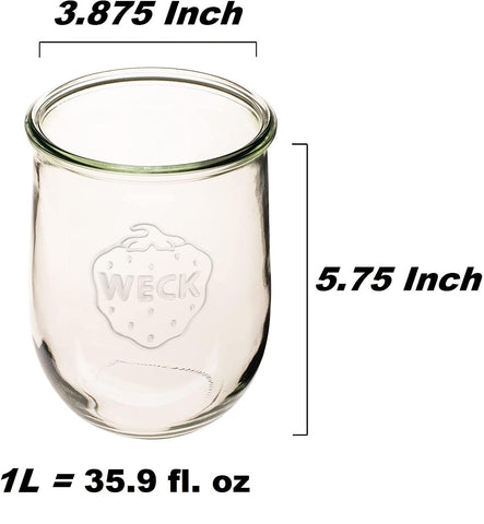 WECK Jarras Tulip con sello hermético, ideal para almacenar sobras y líquidos.