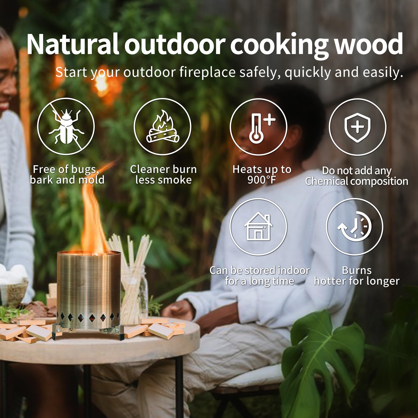 Leña de pino sin corteza WFLUOLUO de 4 pulgadas para encendido sencillo