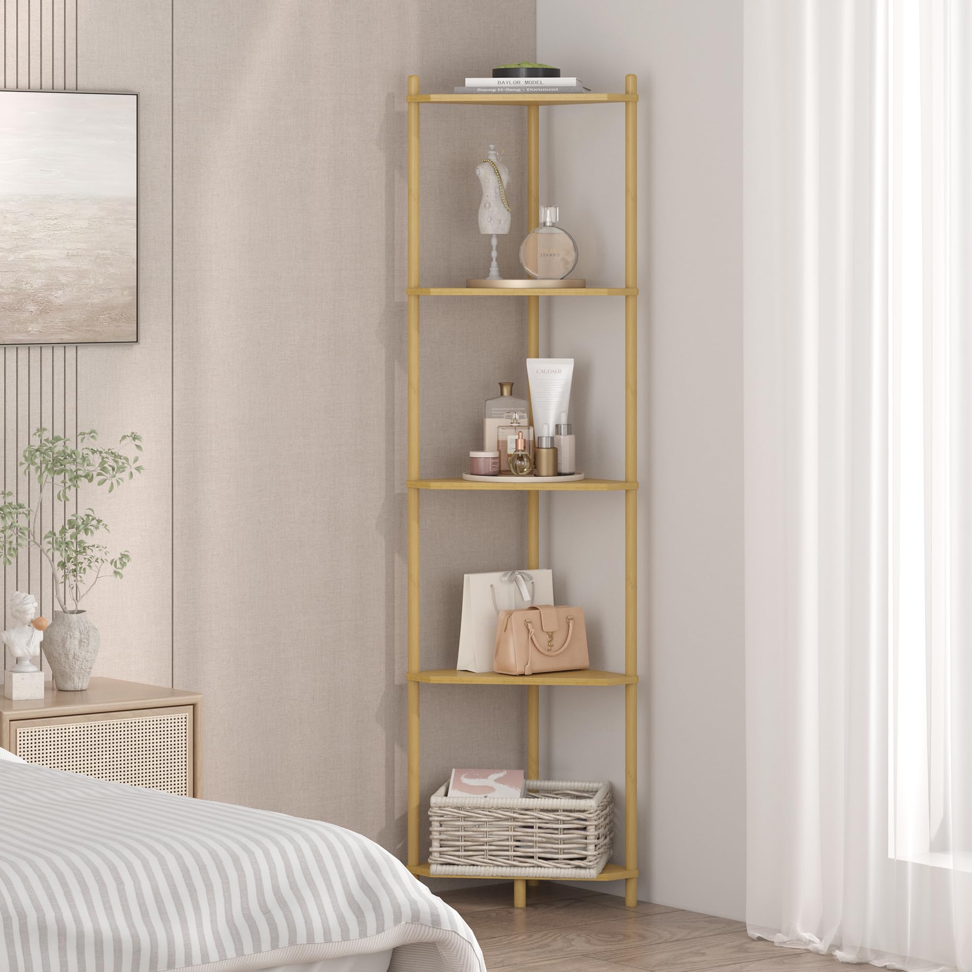 Montaje fácil y rápido del estante de esquina Wisuce con instrucciones simples.