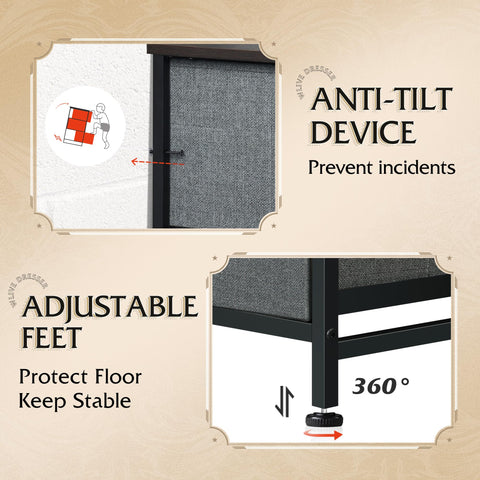 WLIVE armario 9 cajones en tela, cierres suaves para uso diario.