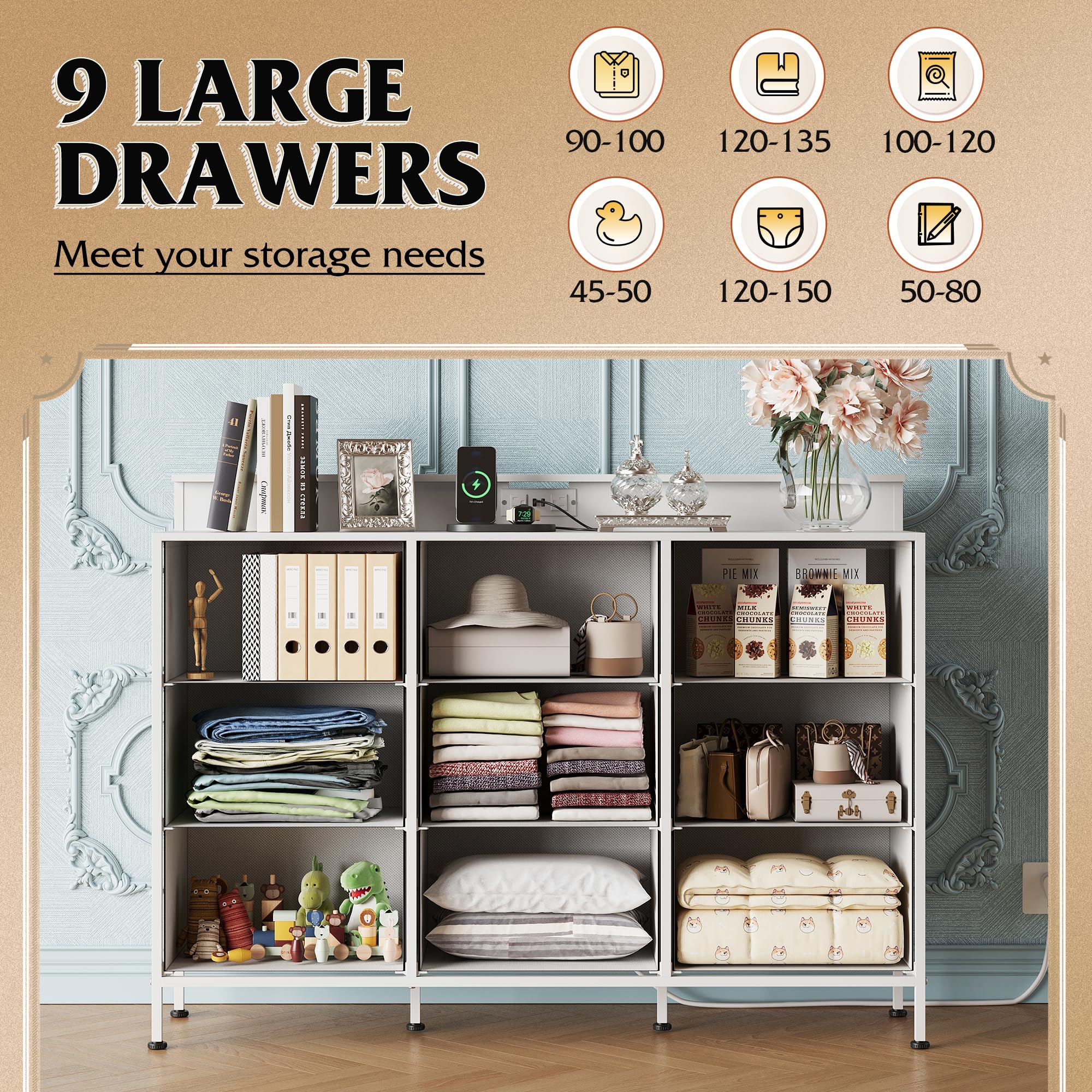 WLIVE con puertos de carga USB y enchufes para gestionar cables.