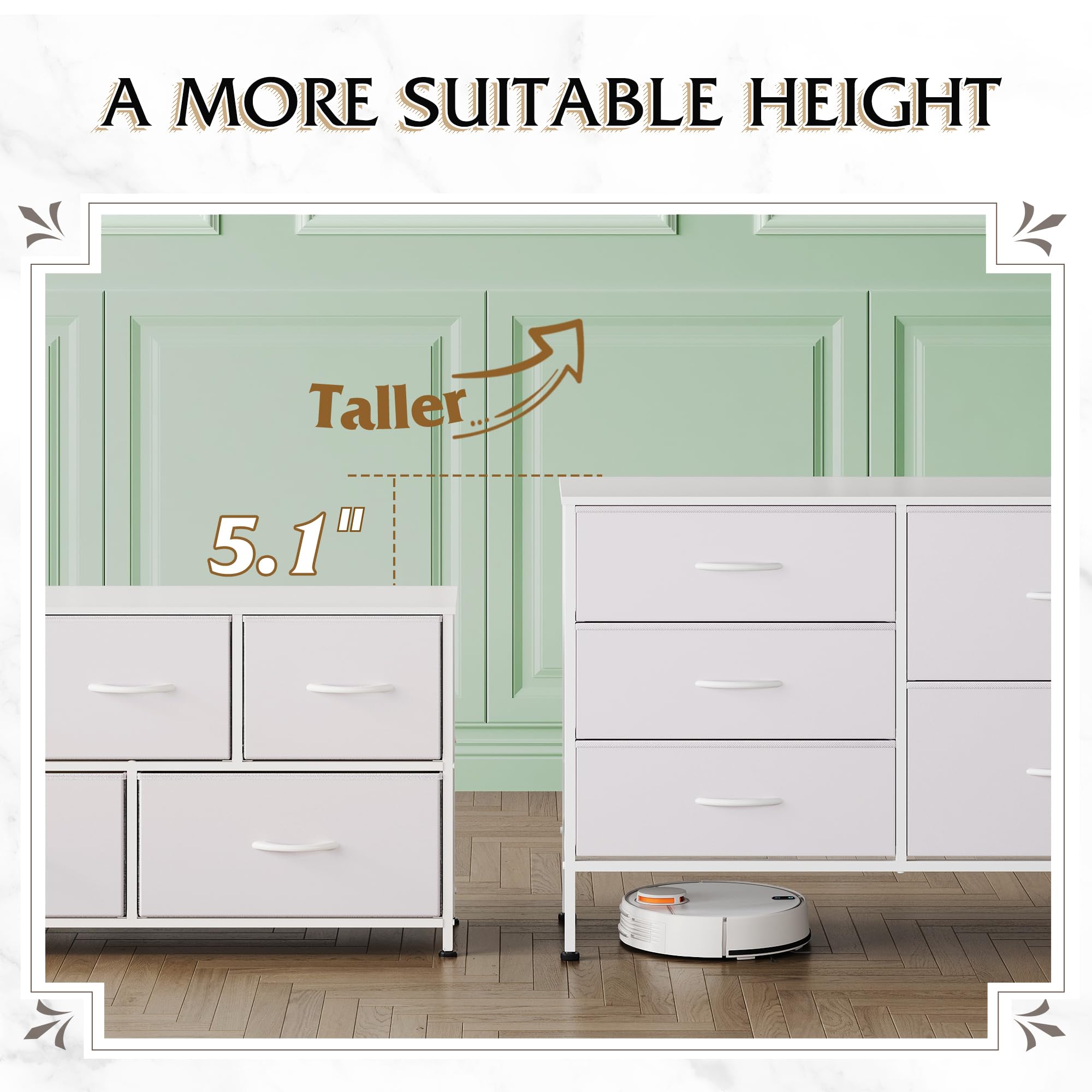 WLIVE comoda blanca acabado brillante y fácil de limpiar