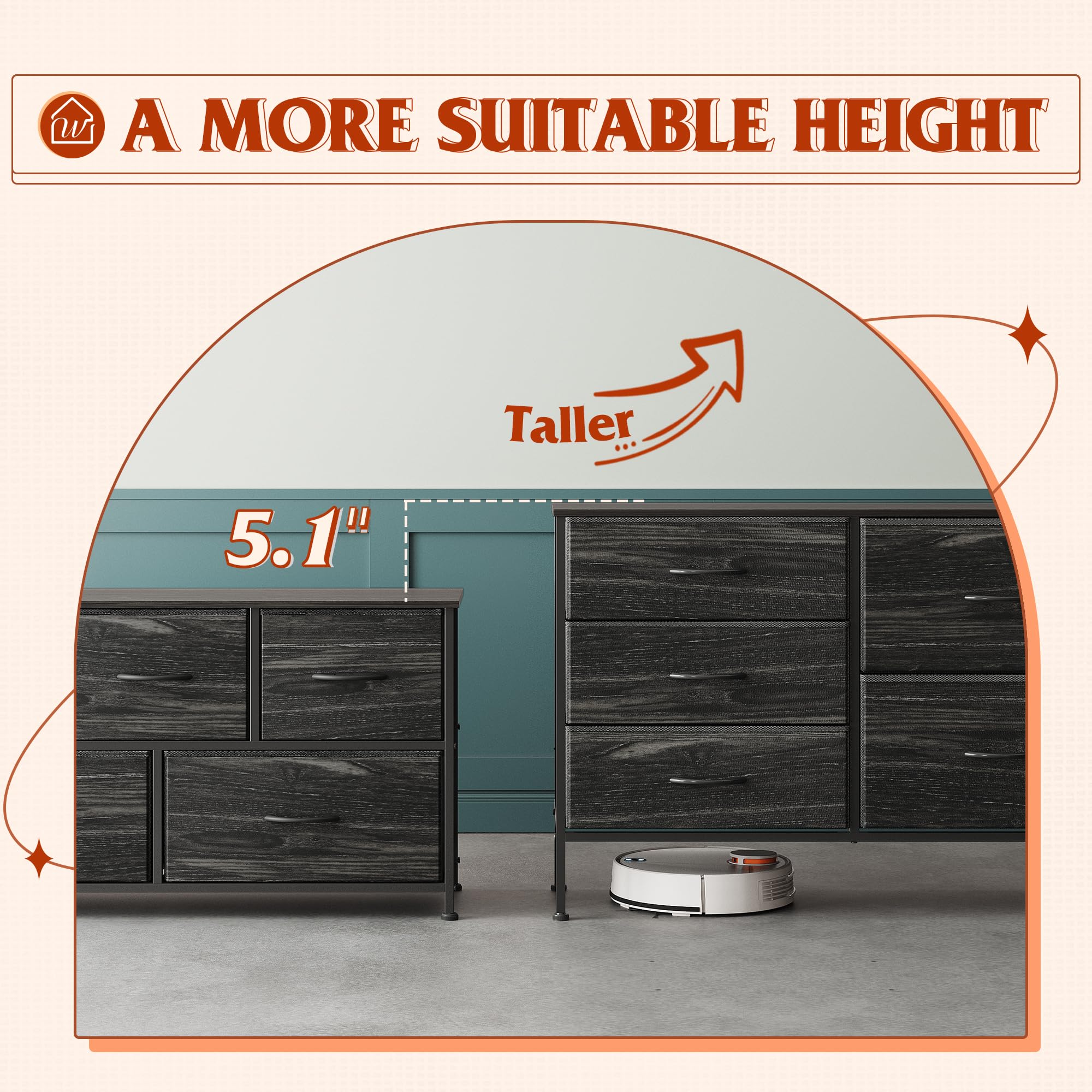 WLIVE cómoda de 39,4 pulgadas de largo, ideal para dormitorios.