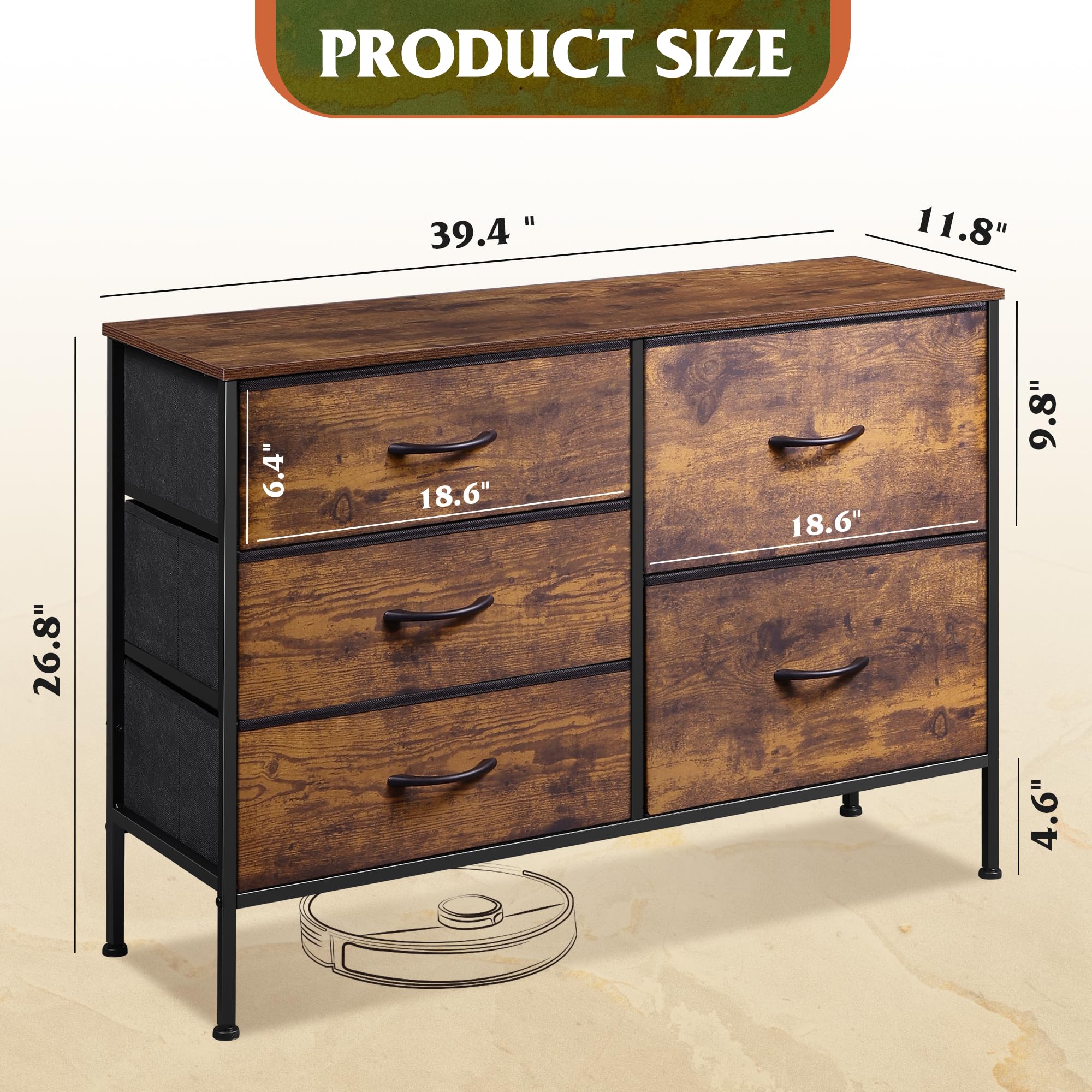 WLIVE Comoda dormitorio cajones medianos, guarda ropa pequeña con facilidad