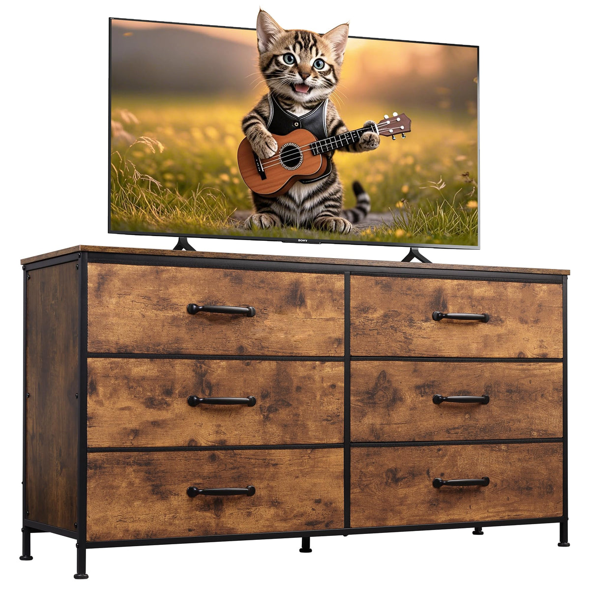 WLIVE comoda grande con soporte para TV, ideal para televisores de 50-60 pulgadas.