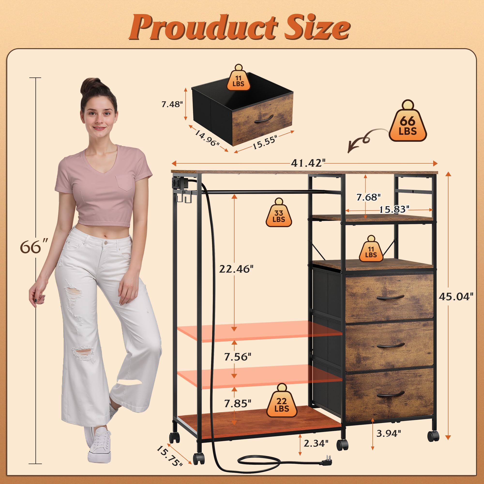 WLIVE comoda con luces LED para ambientar dormitorio o sala