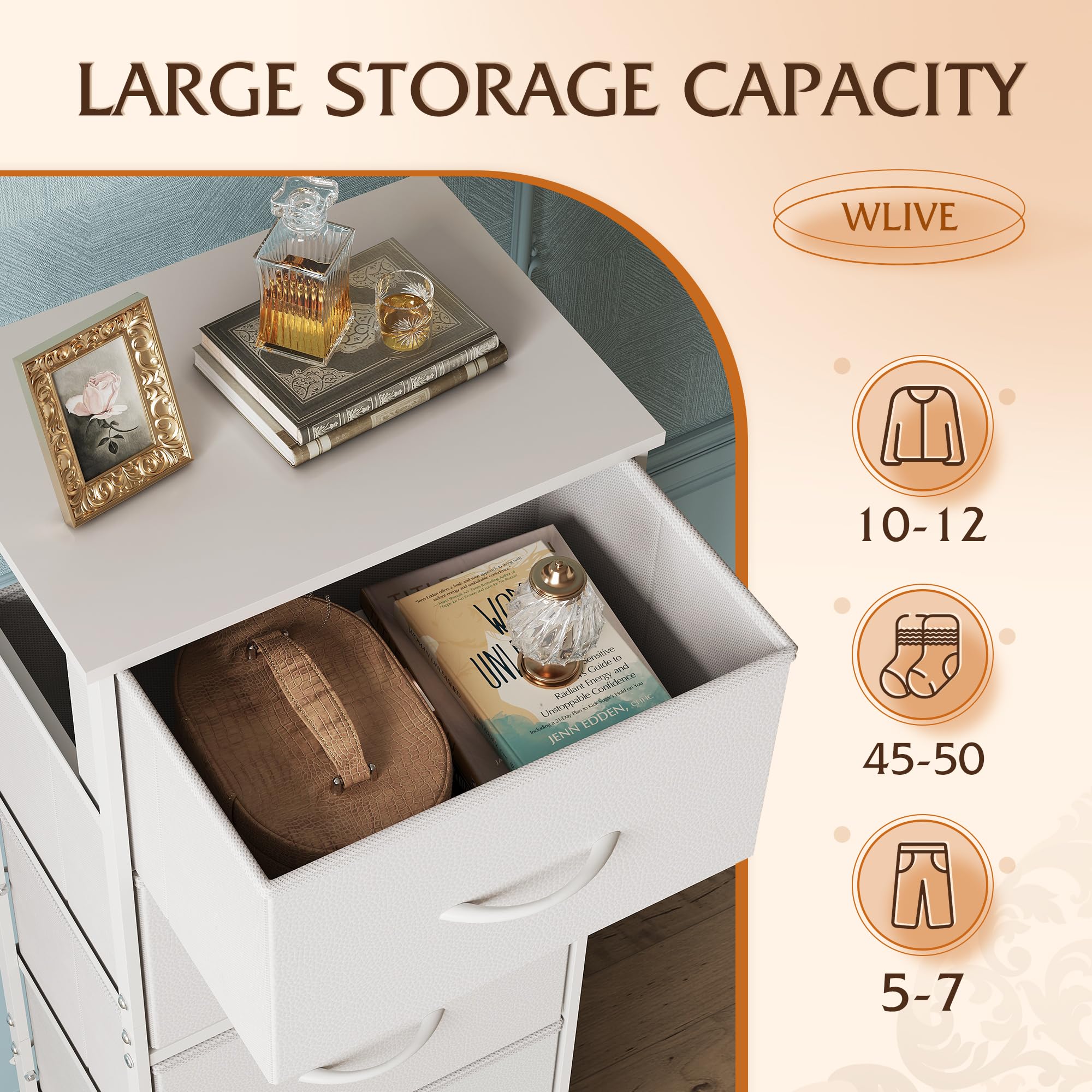 Montaje sencillo de la cómoda WLIVE con instrucciones claras.