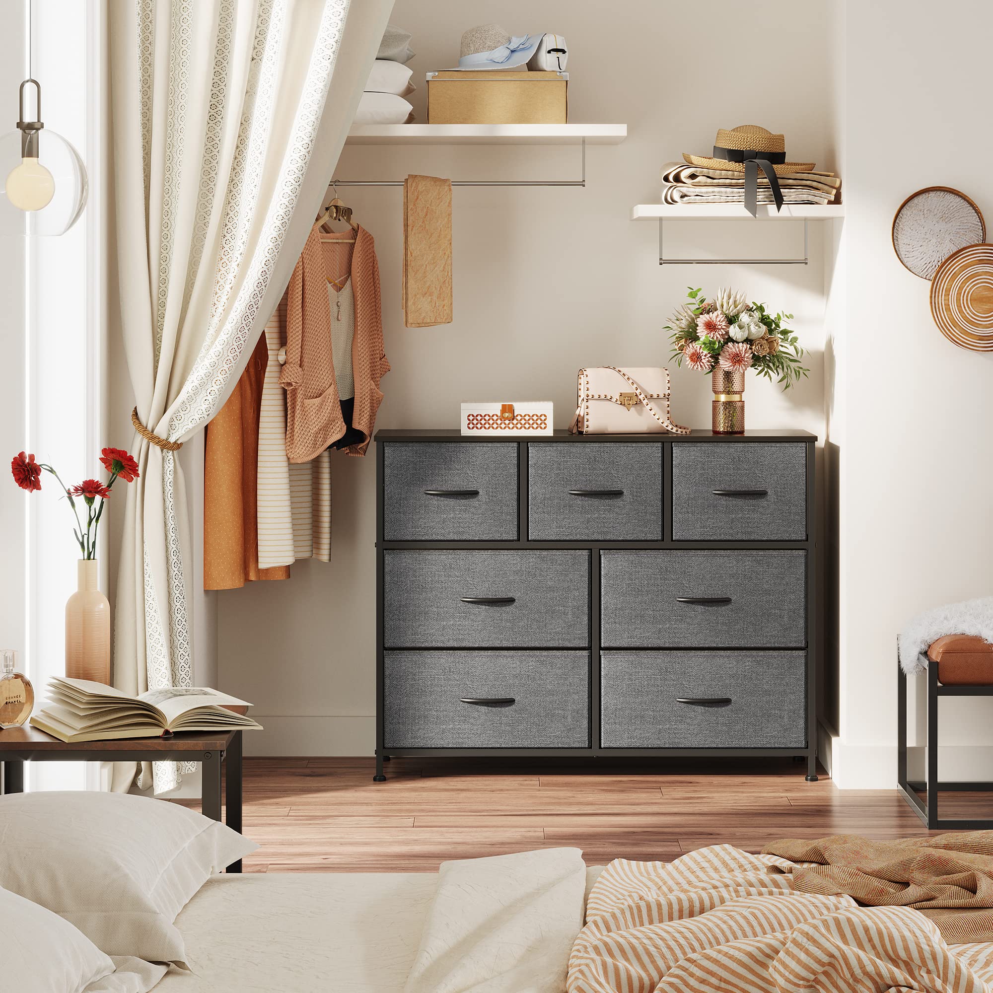 WLIVE encimado de madera sobre soporte para televisor, superficie estable.