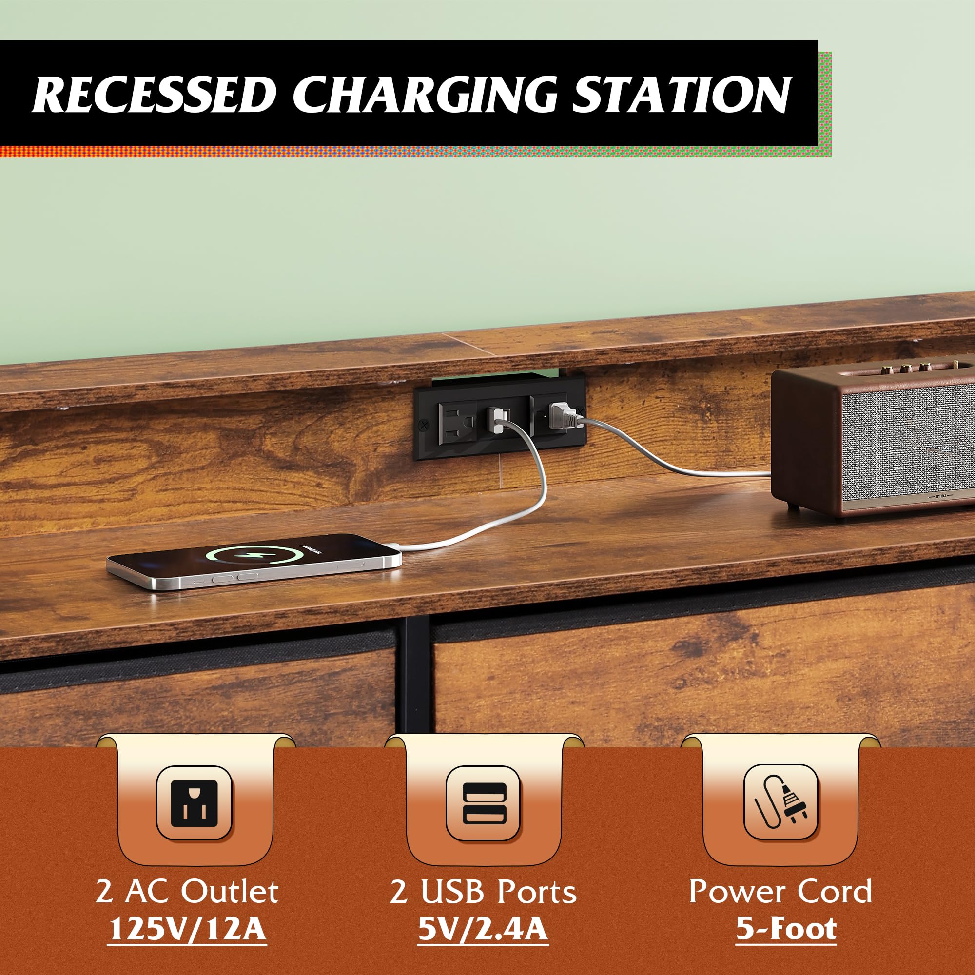 WLIVE estante de entretenimiento con amplio almacenamiento.