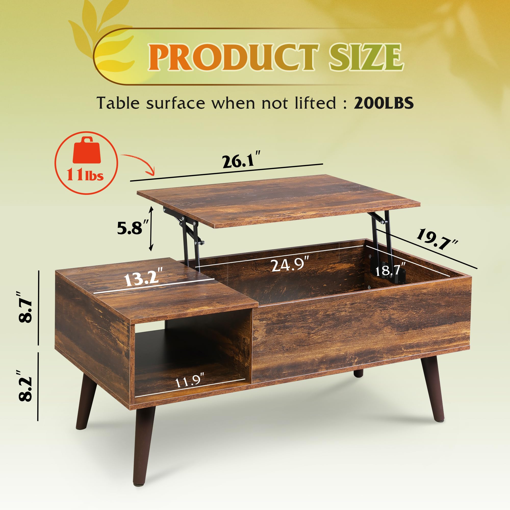 Mesa WLIVE centro salon ajuste de altura ideal para comidas o trabajo