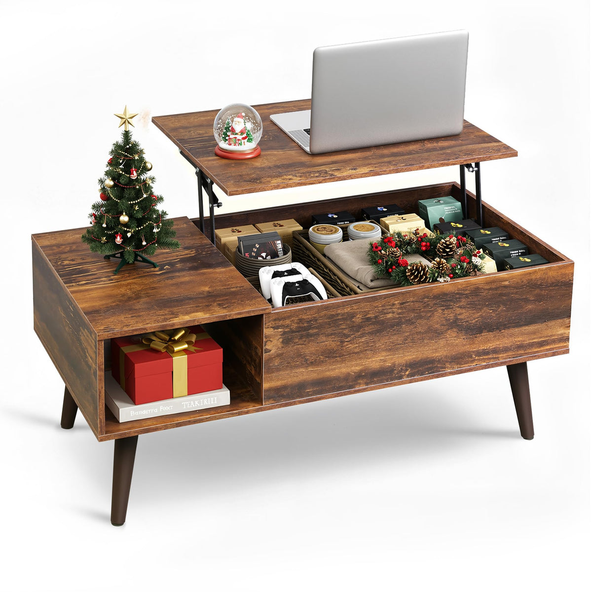 Mesa WLIVE centro salon elevable con almacenamiento para revistas y portátil