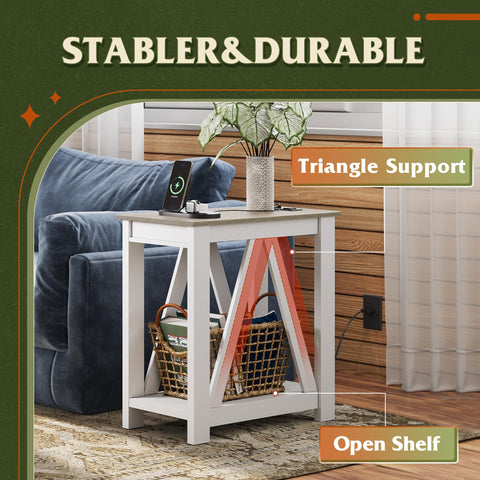 WLIVE mesa lateral con estantes abiertos dos niveles para ordenar libros