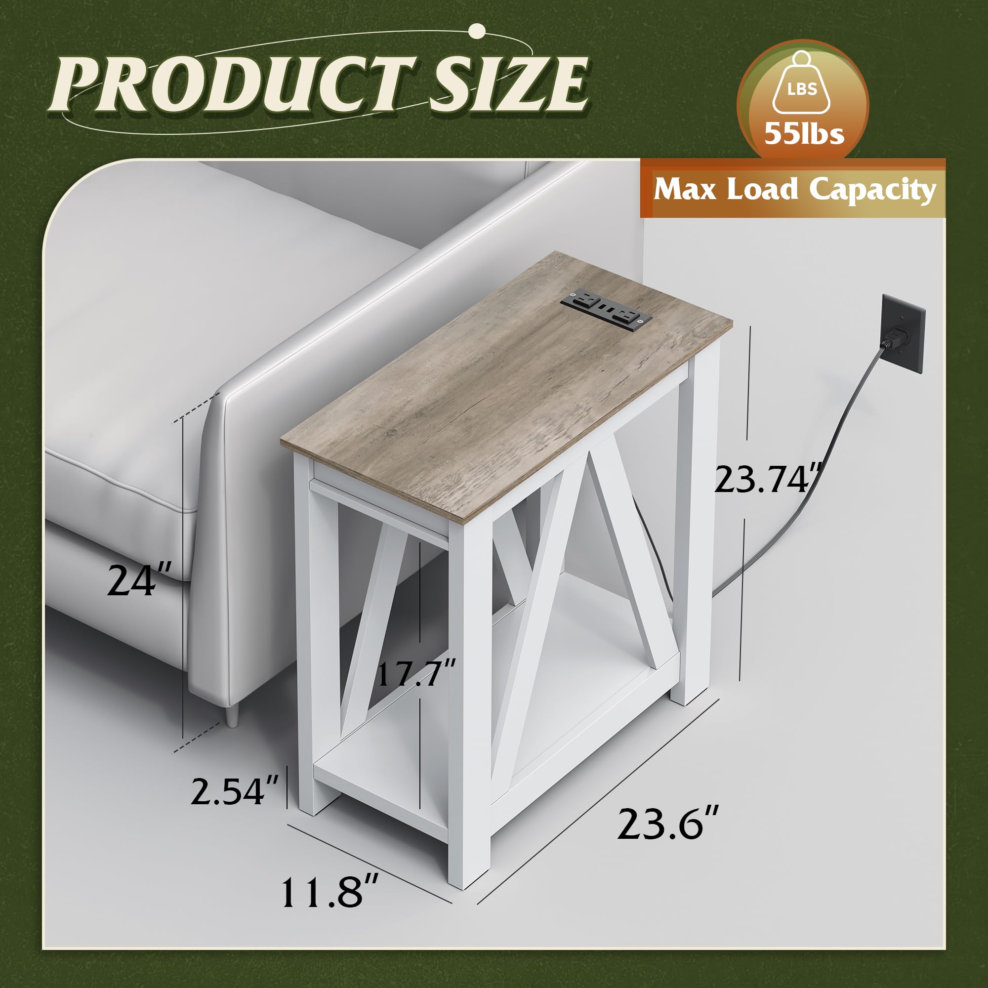 WLIVE mesa lateral roble, acabado cálido para ambiente rústico