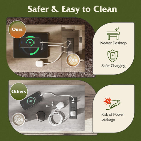 WLIVE mesa de sala con gestión de cables para un entorno limpio