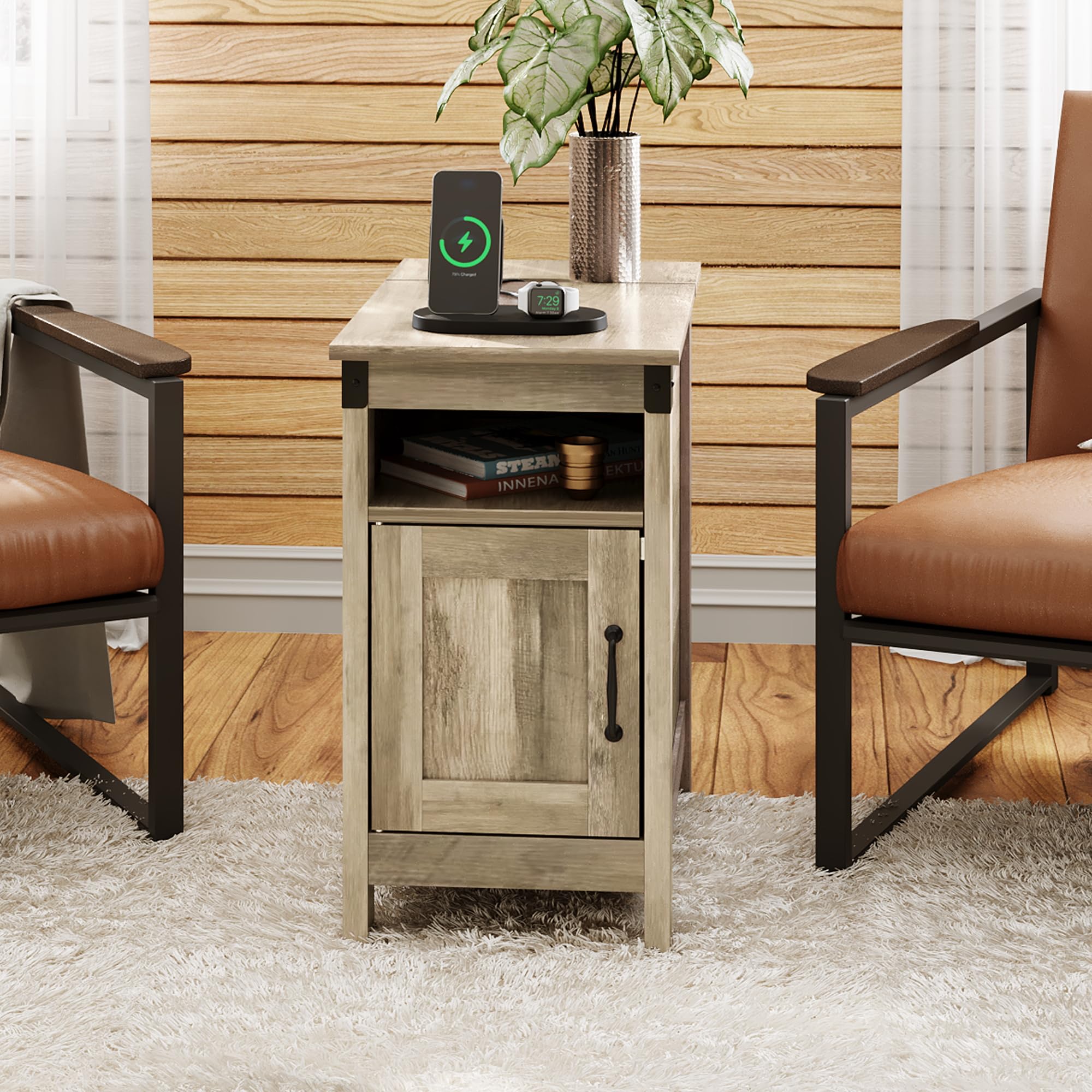 WLIVE mesa muestra textura de madera greige y estilo natural